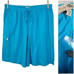 NEW Turtle Bay Shorts Plus 2X 40" Waist Stretch Pull On Crepe 14" Inseam Blue